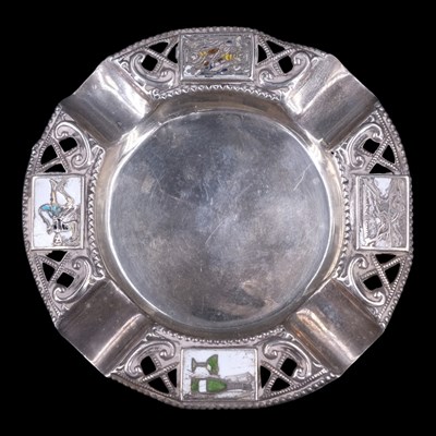 Lot 1142 - A Victorian enamelled silver ashtray, having...