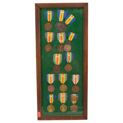Lot 8 - A framed collection of Great War Allied...