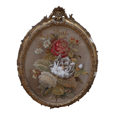 Lot 494 - A flamboyant Victorian pole screen, being a...