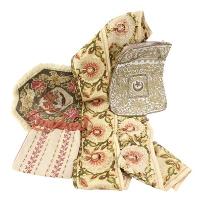 Lot 813 - Textiles objects, being a Victorian printed...