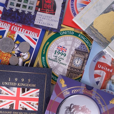 Lot 404 - A group of Royal Mint UK BUNC coin collection...
