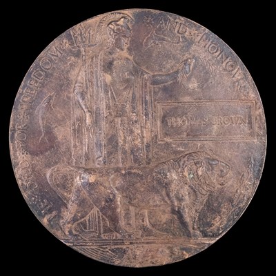 Lot 2 - A Great War memorial plaque, to Thomas Brown,...