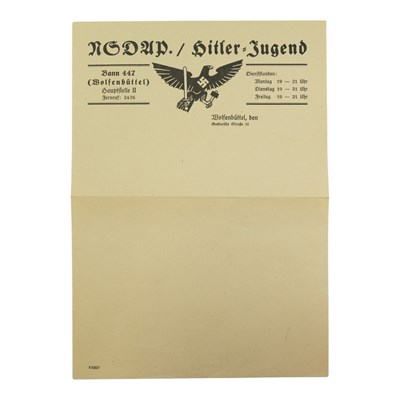 Lot 132 - A Third Reich Hitler Jugend printed pro-forma...