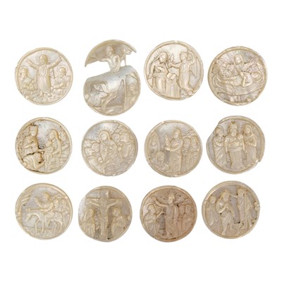 Lot 492 - Twelve Holy Land Christian pilgrimage carved...