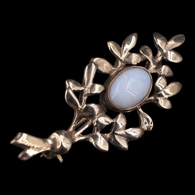 Lot 1362 - A 1960s opal and 9 ct gold sprig brooch,...