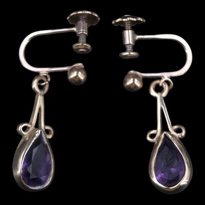 Lot 1374 - A pair of late 20th Century amethyst and 9 ct...