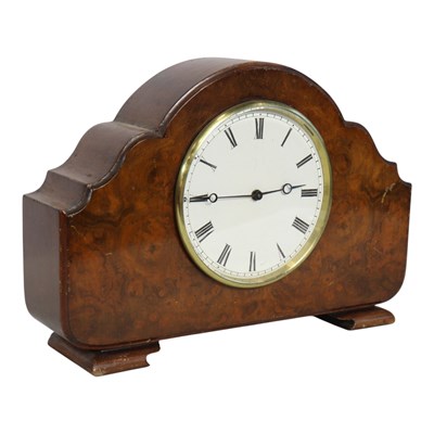 Lot 1481 - A 1930s Art Deco walnut mantle clock, having a...
