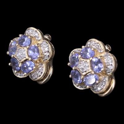 Lot 1376 - A pair of near-contemporary amethyst, diamond...