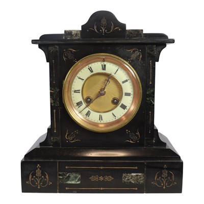 Lot 1483 - A Victorian gilt-enriched polished slate...