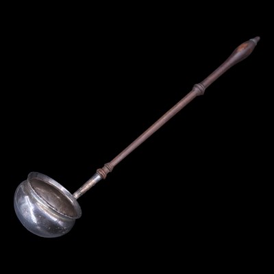 Lot 1098 - A turned-wooden handled silver punch ladle,...