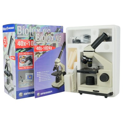 Lot 635 - A Bresser Biolux 40x-1024x microscope, boxed