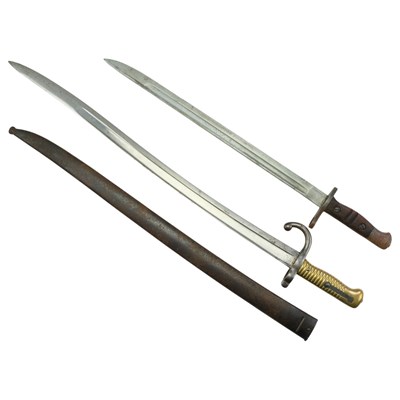 Lot 232 - A French Mle 1866 bayonet, together with a...