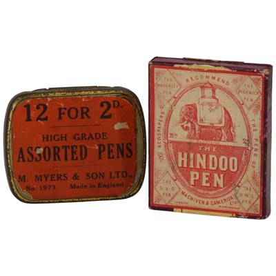 Lot 462 - A Myers and Son tinplate pen nibs box,...