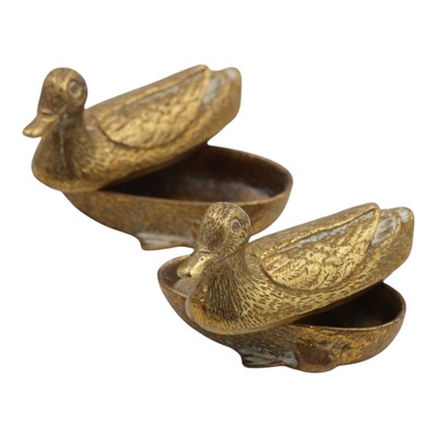 Lot 488 - A pair of diminutive novelty cast-brass boxes...