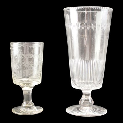 Lot 1040 - A cut glass celery vase, together with an 1886...