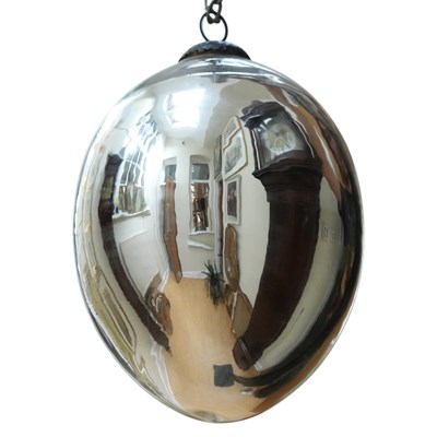 Lot 486 - An oviform silvered-glass witch ball, approx...