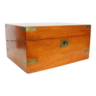 Lot 914 - A Victorian brass-mounted oak portable writing...