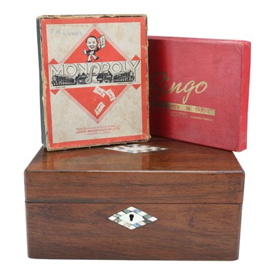 Lot 758 - A Victorian inlaid-rosewood box, together with...