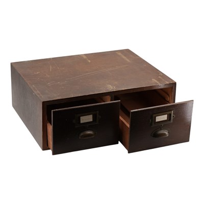 Lot 915 - A 1920s oak two-drawer index card filing...