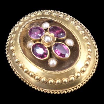 Lot 1388 - A Georgian / Victorian almandine, seed-pearl...