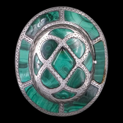 Lot 1228 - A Victorian malachite and silver oval locket...