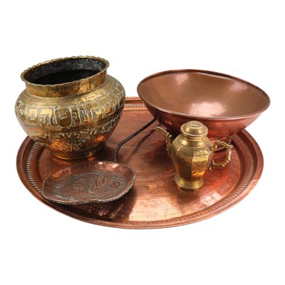 Lot 881 - Asian and other metalwork including a large...