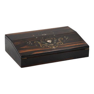 Lot 925 - A mid-19th Century Macassar ebony writing box,...
