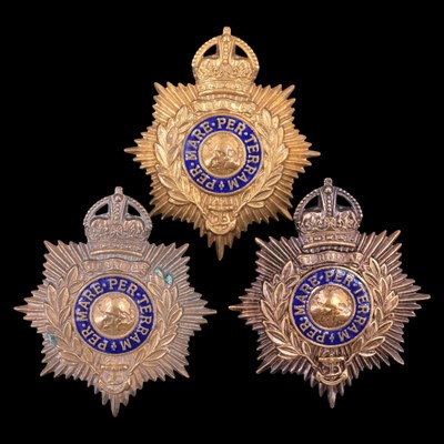 Lot 31 - Three Royal Marines enamelled bandsmen's...