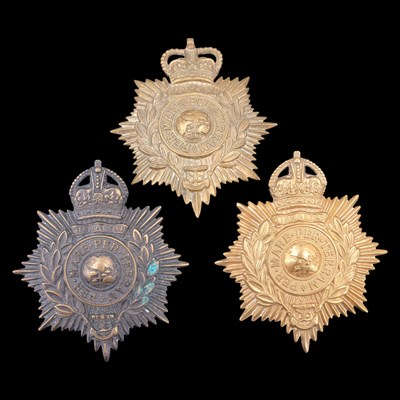 Lot 32 - Three Royal Marines bandsmen's helmet plates