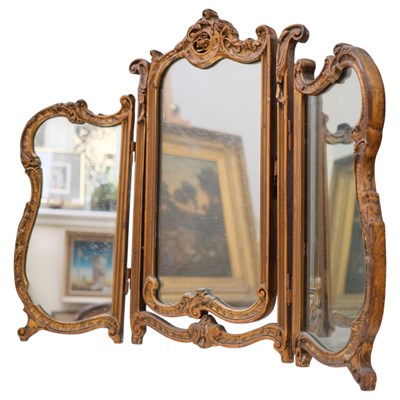Lot 1575 - A 1930s Atsonea gilt Rococo triptych dressing...