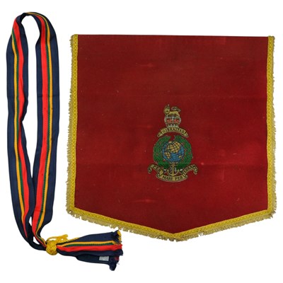 Lot 155 - A QEII Royal Marines lectern banner, together...