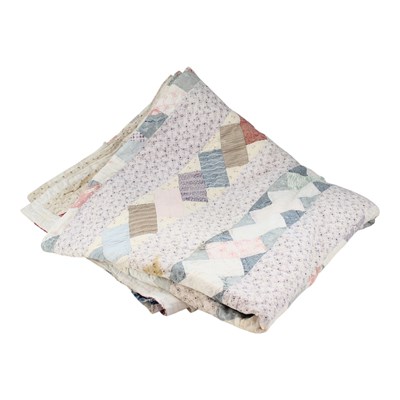 Lot 800 - An antique cotton striped patchwork double quilt