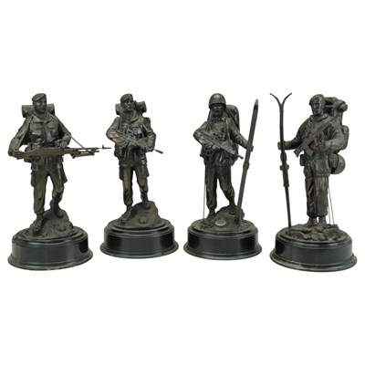 Lot 158 - Four Royal Marines cold-cast bronze sculptures,...