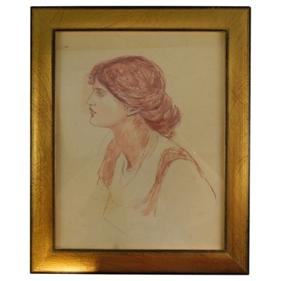 Lot 1516 - A pre-raphaelite portrait profile of a young...