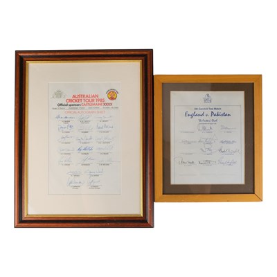 Lot 592 - A framed Australian Cricket Tour 1985 Official...