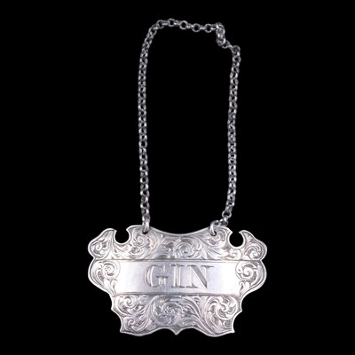 Lot 1103 - A Victorian silver gin decanter label, George...