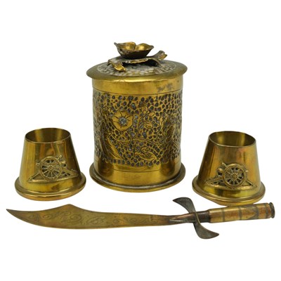 Lot 177 - A group of trench art, comprising a 1917 shell...