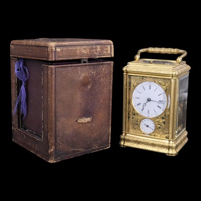 Lot 1480 - A 19th Century repeating carriage alarm clock...