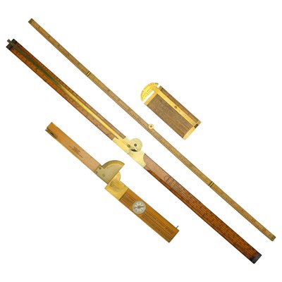Lot 641 - Four various brass-mounted boxwood folding...