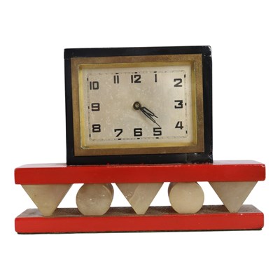 Lot 1488 - A 1930s Art Deco mantle clock, painted and...