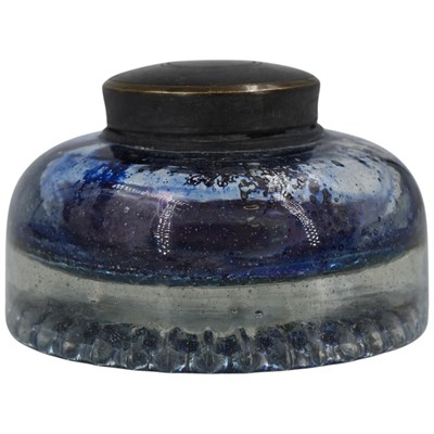 Lot 476 - A Victorian pressed glass inkwell, together...