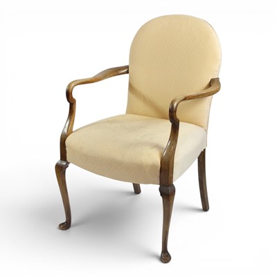 Lot 1586 - A "Queen Anne" style open armchair, circa 1930s