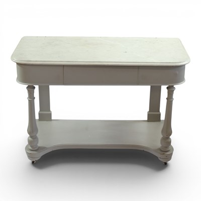 Lot 1595 - A Victorian marble-topped wash stand, 110 cm x...