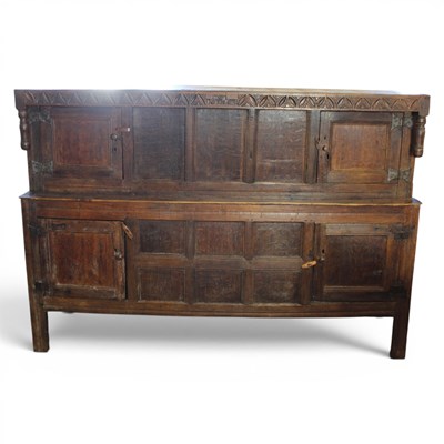 Lot 1602 - A large oak court cupboard, circa late 17th...