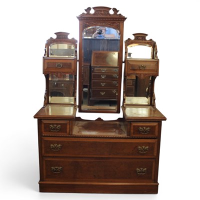 Lot 1609 - A late Victorian walnut dressing chest, 123 cm...
