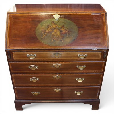 Lot 1613 - A Sheraton Revival painted, string-inlaid and...