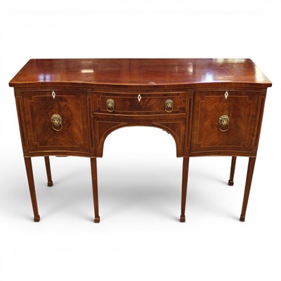 Lot 1614 - A Sheraton Revival string-inlaid and...
