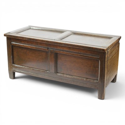 Lot 1630 - An 18th Century joined oak chest, 97 cm x 43...