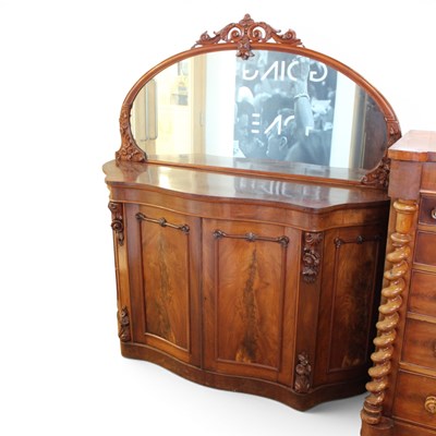 Lot 1637 - A Victorian mahogany mirror-backed serpentine...