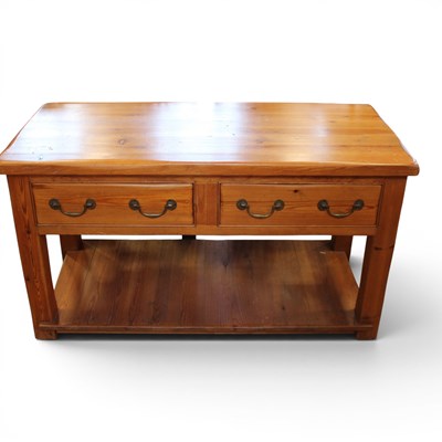 Lot 1666 - A near contemporary heavy pine kitchen low...